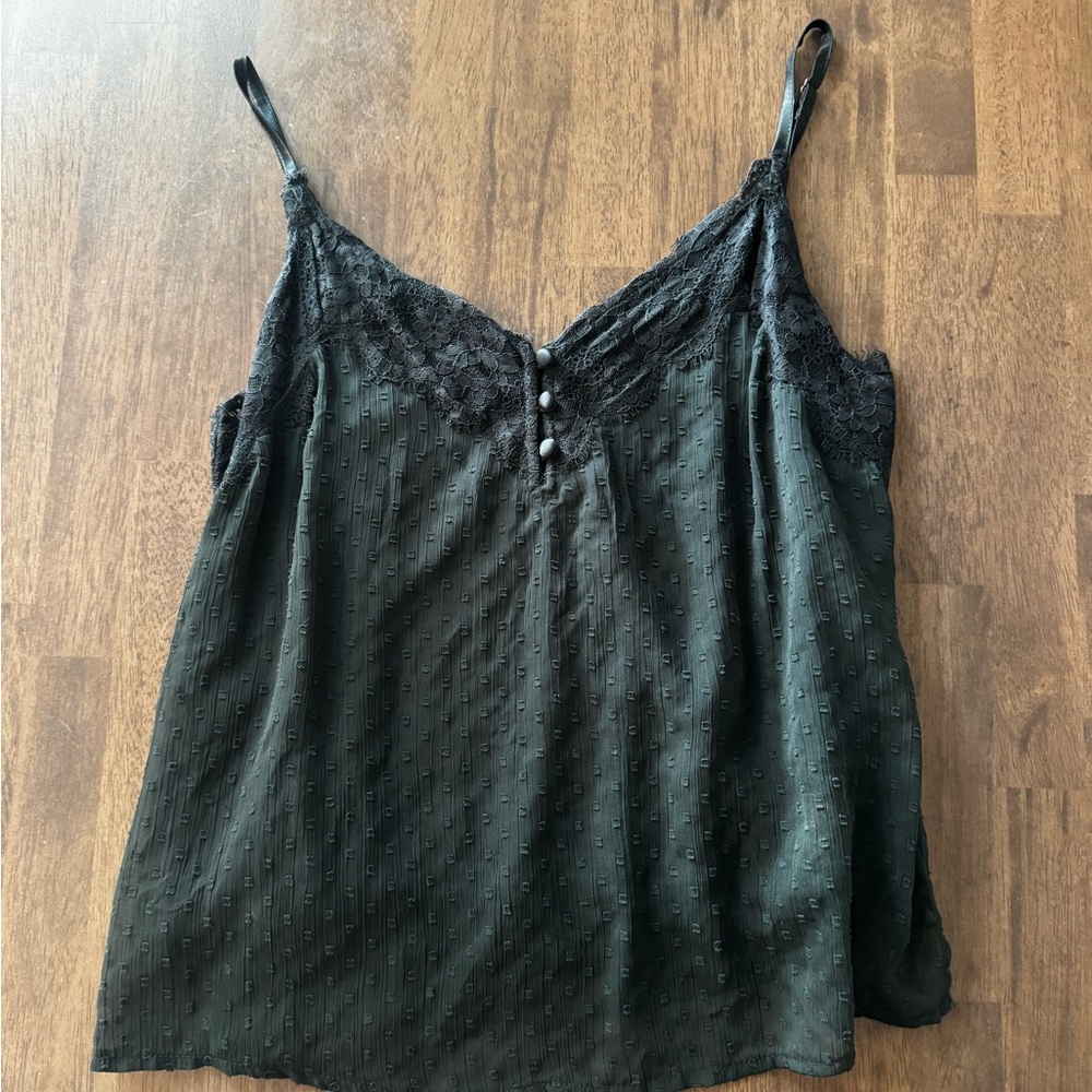 Abercrombie Green Lace Trim Camisole Top
